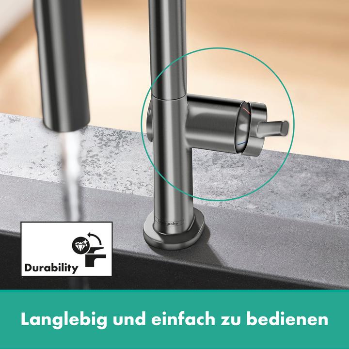 Image du produit hansgrohe Mitigeur d'évier 210 Talis M54 douchette extractible, 2 jets brushed black chromé