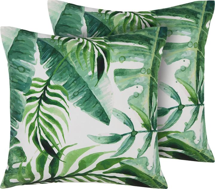Beliani Gartenkissen grün mit Blättermotiv 45 x 45 cm 2er Set PAVELLI (45 x 45 cm)