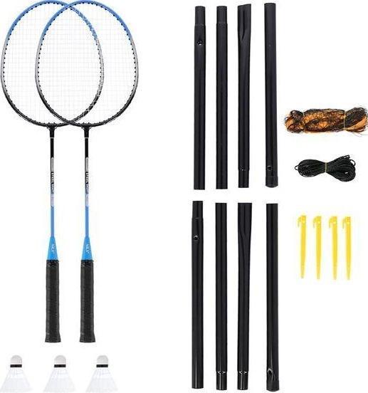 Produktbild Nils NRZ012 STEEL Badmintonset 2 Schläger + 3 Federbälle + 195x22cm Netz + Koffer