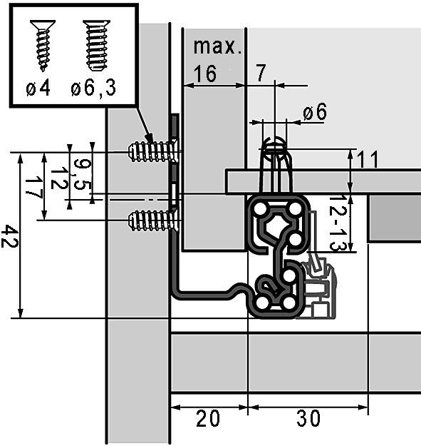 Image du produit Hettich Quadro V6+ 50 SiSy pour tiroir 480 mm