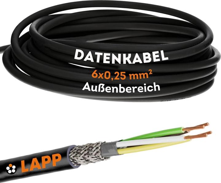 Actual product image Lapp 10 metres 1030477 LiYCY shielded control cable 6x0.25 mm² I UV-resistant I Signal cable 6 core (10 m)