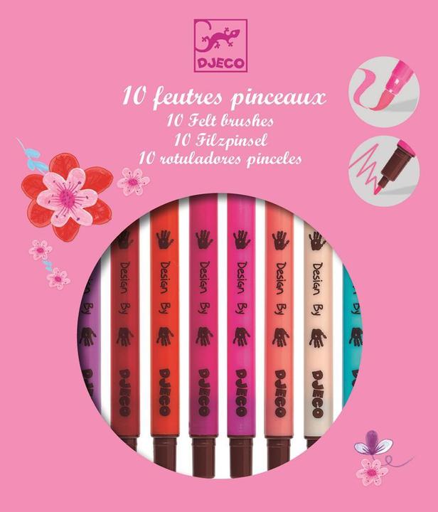 Image du produit Djeco 10 pinceaux en feutre - fille 19 x 16,5 x 1,5 cm (Rose, 10 x)