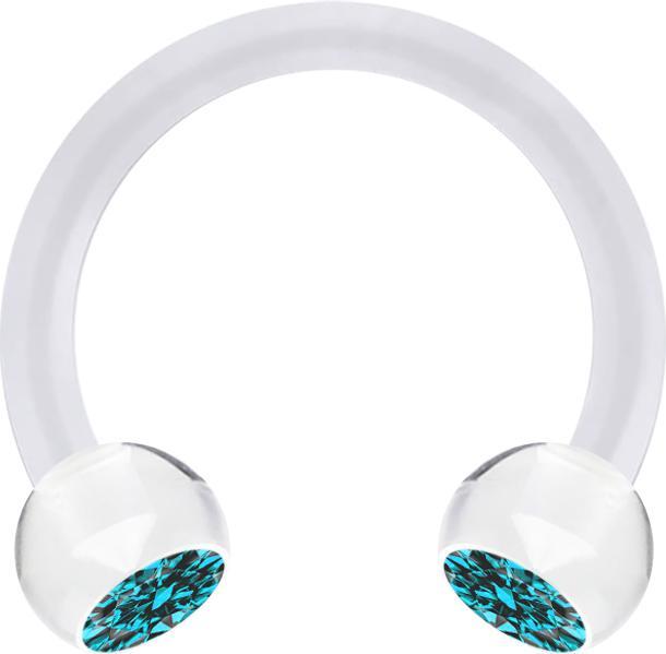 Actual product image Star Piercing Micro Circular Barbell transparent with two balls crystal aqua (without brass, Acrylic)