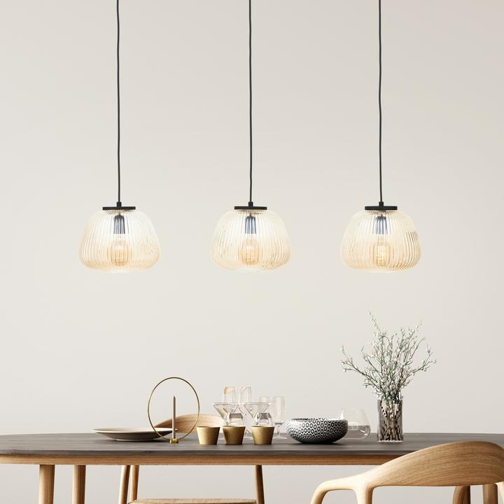 Actual product image Brilliant Kaizen pendant light 3-light amber-black matt (E27)