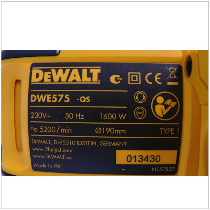 Actual product image DeWalt Circular saw 1350 W, 190 mm + DWE575K housing