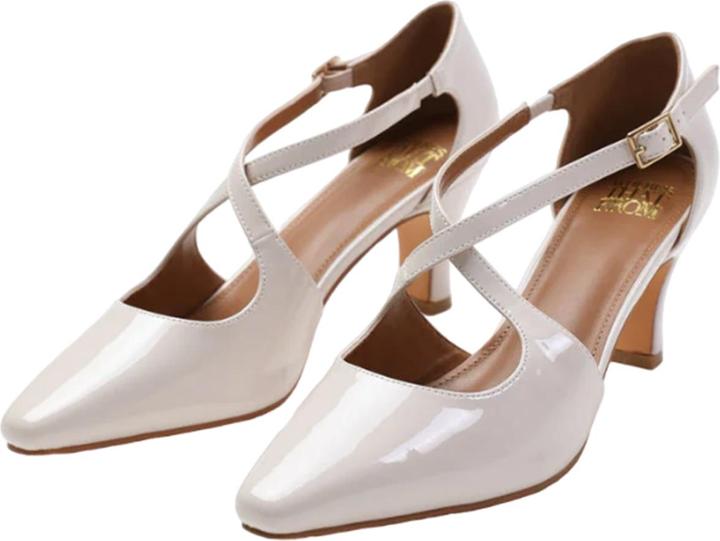 Actual product image Where's That From Womens/Ladies Colorado Patent Leather Crossover Strap Medium Block Heel Sandals (37)