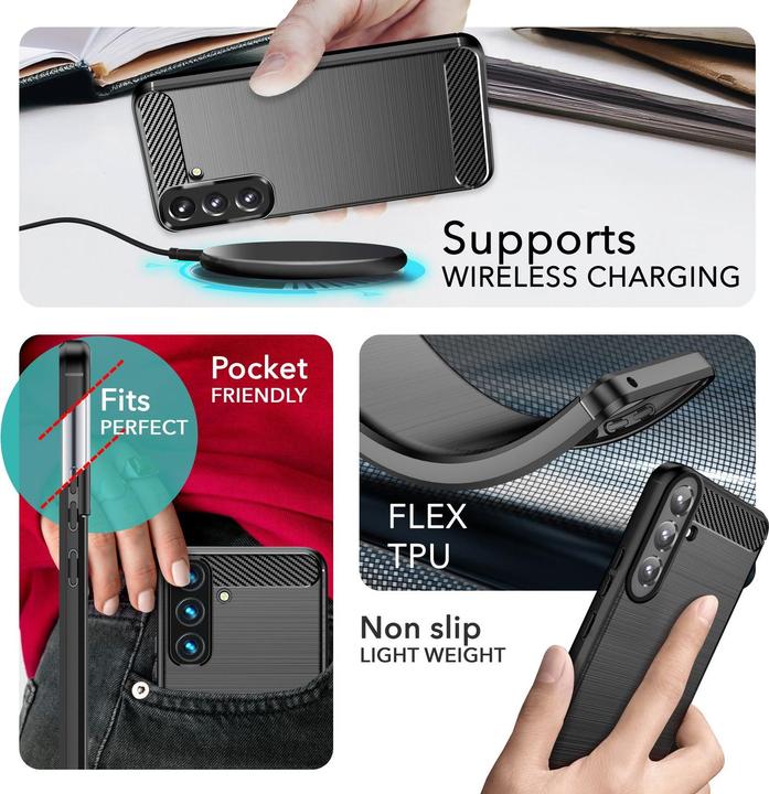 Actual product image Nalia Carbon look silicone cover (Samsung Galaxy S24+)