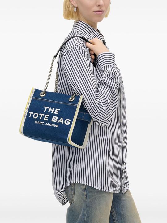 Actual product image Marc Jacobs the small tote in blue denim with embroidered logo