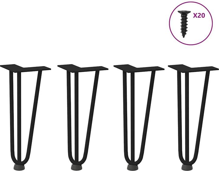 Immagine prodotto VidaXL Gambe per capelli 4 pezzi nero 30 cm in acciaio massiccio Gamba per capelli per tavolo