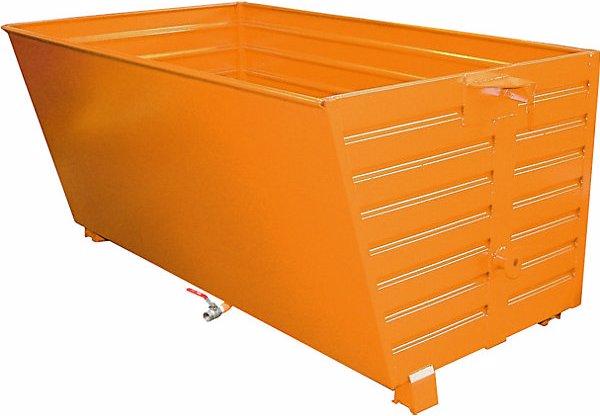 eurokraft pro BSS stacking tilting skip for metal swarf, capacity 2 m³, yellow orange. (2000 l)