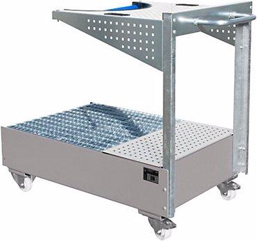 Actual product image Bauer Mobile sump tray with perforated panel bracket, for 1 x 200 l drum, LxWxH 1450 x