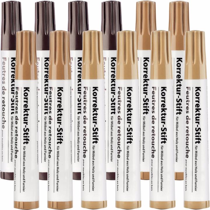 Produktbild AGT 12er-Set Korrektur-Stifte für Möbel aus Holz und Furnier
