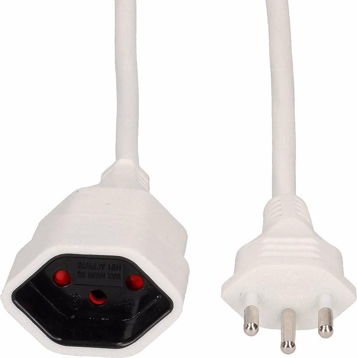 Image du produit Max Hauri Câble de rallonge électrique, 3 pôles sur connecteur, 5 mètres, blanc (5 m)