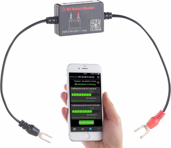Immagine prodotto Lescars Monitor della batteria dell'auto con Bluetooth (1 pz.)