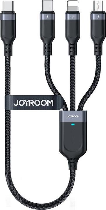 Joyroom S-A18 Multi-Use Series 3.5A Type-C to Lightning+Type-C+Micro 3-in-1 Data Cable 0.3m-Black (0.30 m, USB 3.2 Gen 1)
