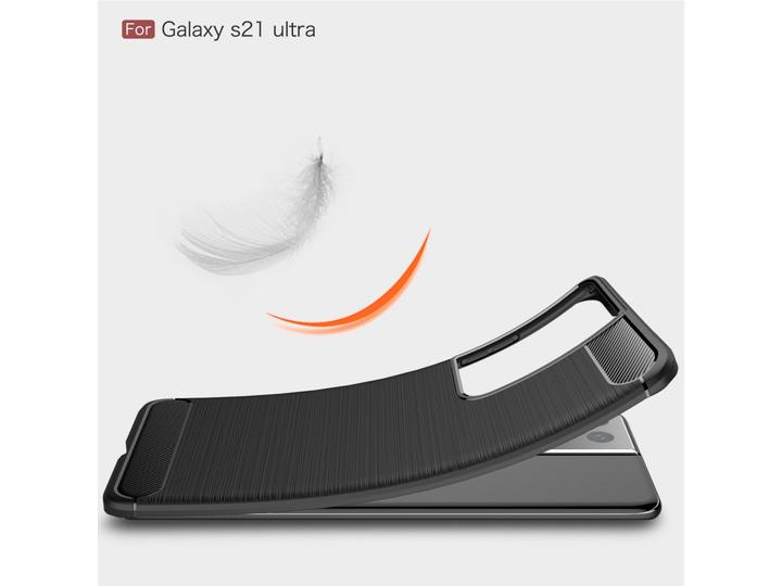 Actual product image Screenguard Samsung Galaxy S21 Ultra Cover Carbon Brushed Soft TPU (Samsung Galaxy S21 Ultra)
