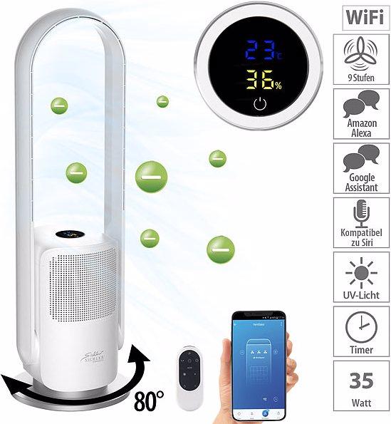 Produktbild Sichler Rotorloser 360°-Ventilator mit WLAN, App, Sprachsteuerung, Timer, 35 W