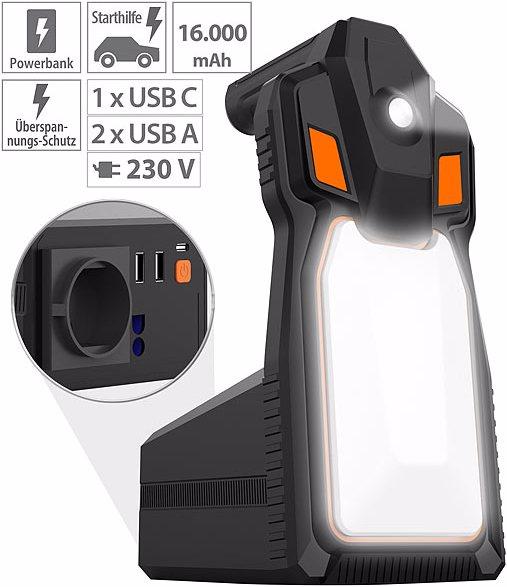Immagine prodotto Revolt 4in1 car jump starter & powerbank, 16 Ah, 1.200 A, 230 V fino a 120 Watt, QC 3.0 (600 A, 16000 mAh)