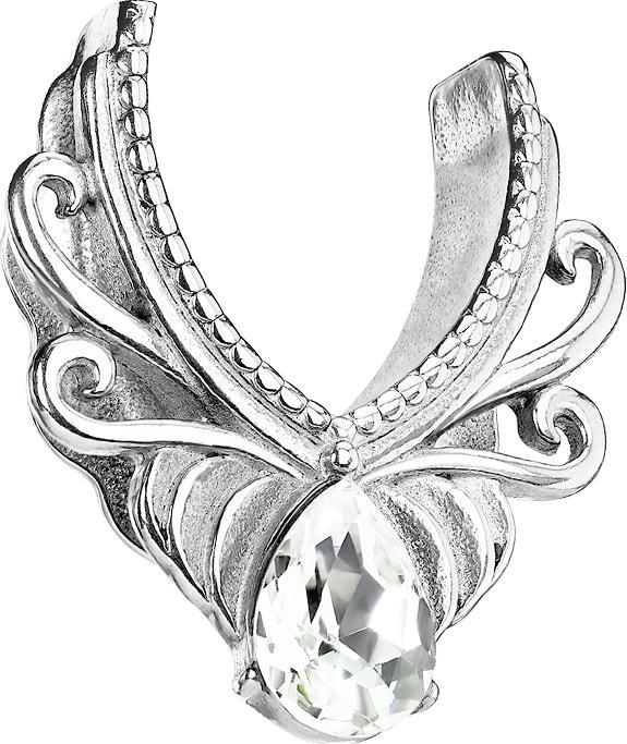 Image du produit Star Piercing selle argent fleurs filigranes et de cristal de goutte (Acier chirurgical 316L)