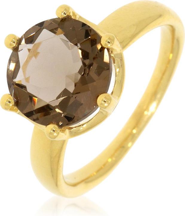 Produktbild Xen Ring mit 10 mm Rauch-HT Quarz ca. 3,6 ct. gelbvergoldet (54, 925 Silber)