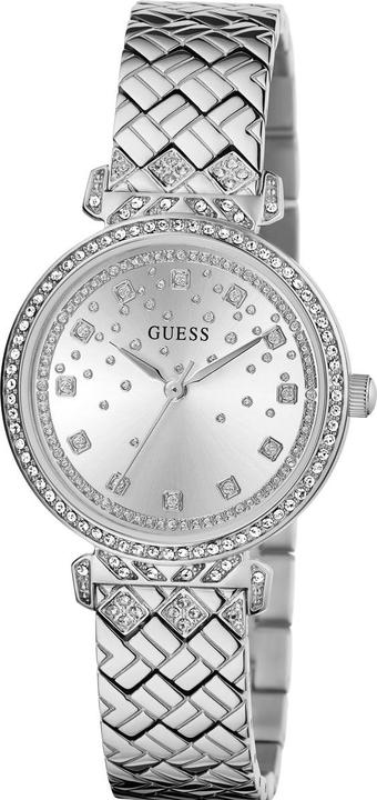 Produktbild Guess P SLV CS W/ CRYS / SUN SLV GLITZ DL / P SLV BRCT W/ CRYS Armbanduhr (Uhr mit Schmuckstein, 32 mm)