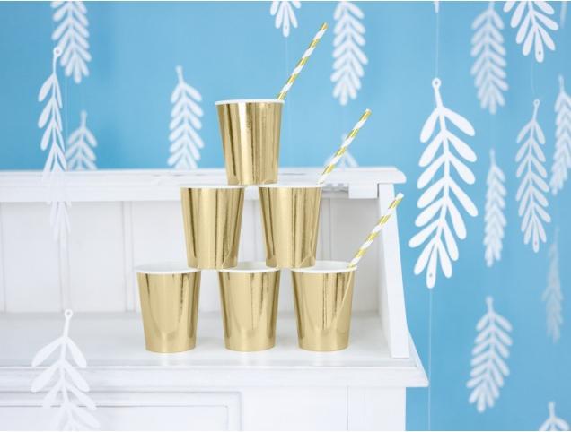 Productafbeelding Partydeco Gestreepte Rietjes Goud (10 x)
