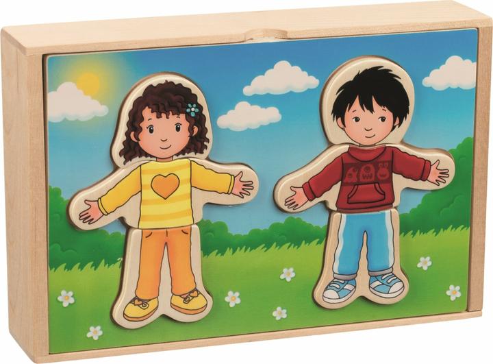 Produktbild Goki Anziehpuppenpuzzle Junge und Mdchen im Holzkasten (36 Teile)