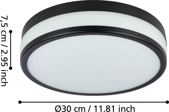 Image du produit EGLO 900846 LED PALERMO LED Applique/plafonnier 3x5,7W Ø300mm Noir Blanc Blanc Chaud IP44 (2100 lm)