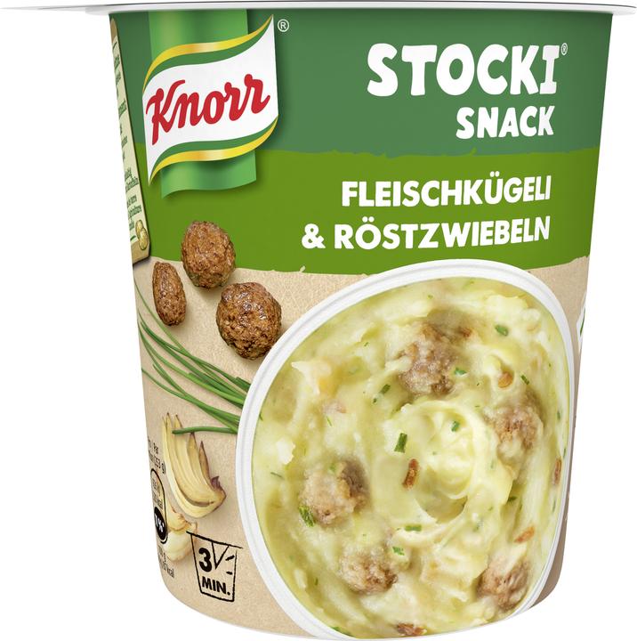 Produktbild Knorr Stocki Snack mit Fleischkügeli, Röstzwiebeln und Schweizer Kartoffeln (53 g)