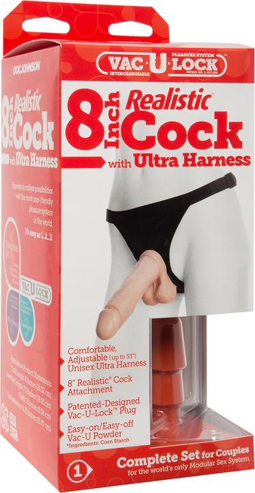 Produktbild Doc Johnson Realistic Cock - With Ultra Harness - 8 Inch