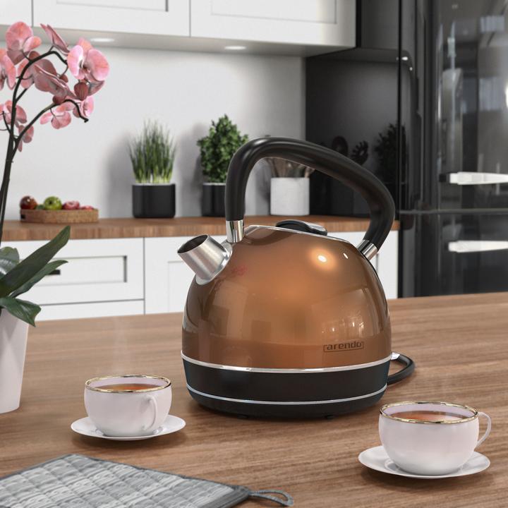 Immagine prodotto Arendo Bollitore da 1,7 l, 2200 W, acciaio inox, stile retrò vintage, protezione contro il (1.70 l)