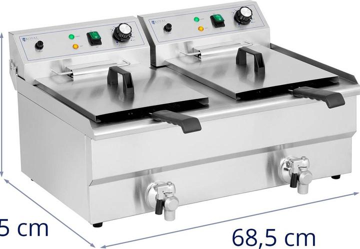 Actual product image Royal Catering Friteuse Edelstahl Doppel Fritteuse Fritöse Elektro 2 X 16 L Gastronomie 6000 W
