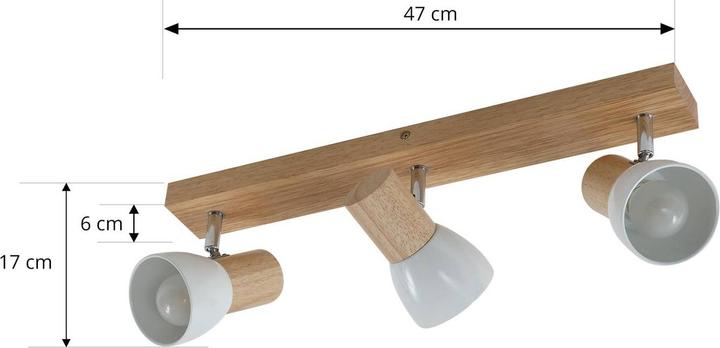 Image du produit Lindby Plafonnier en bois Thorin, à trois flammes (E14)