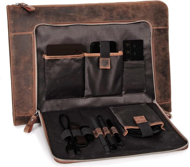 Immagine prodotto Donbolso Leren Notebooktas Londen 15.6 pollici, Mannen/Vrouwen, Bruin (15")
