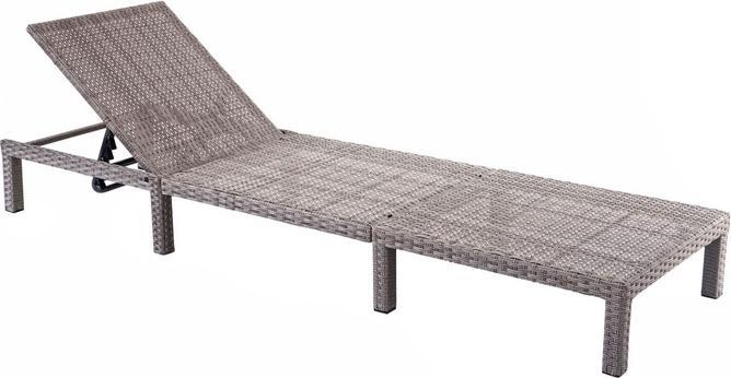 Produktbild Swisshandel24 Poly-Rattan Sonnenliege, Relaxliege Gartenliege Liege - Basic grau, Kissen dunkelgrau (198 cm)