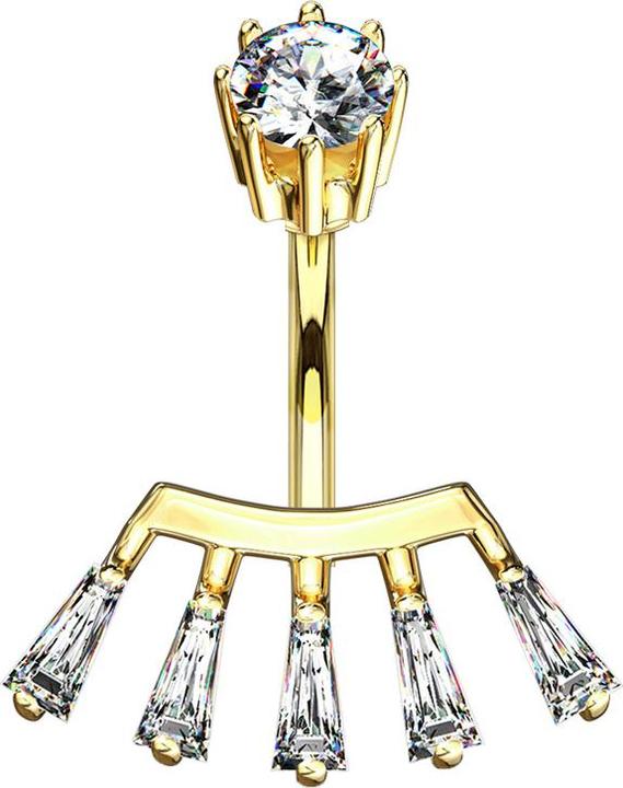 Star Piercing Banane Innengewinde 14k vergoldet Prinzessin (Messing, Chirurgenstahl 316L)