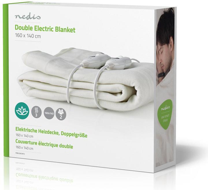 Immagine prodotto Nedis Coperta elettrica - Coperta in poliestere - Misura doppia - 140 x 160 cm - 3 livelli di calore - (160 x 140 cm)