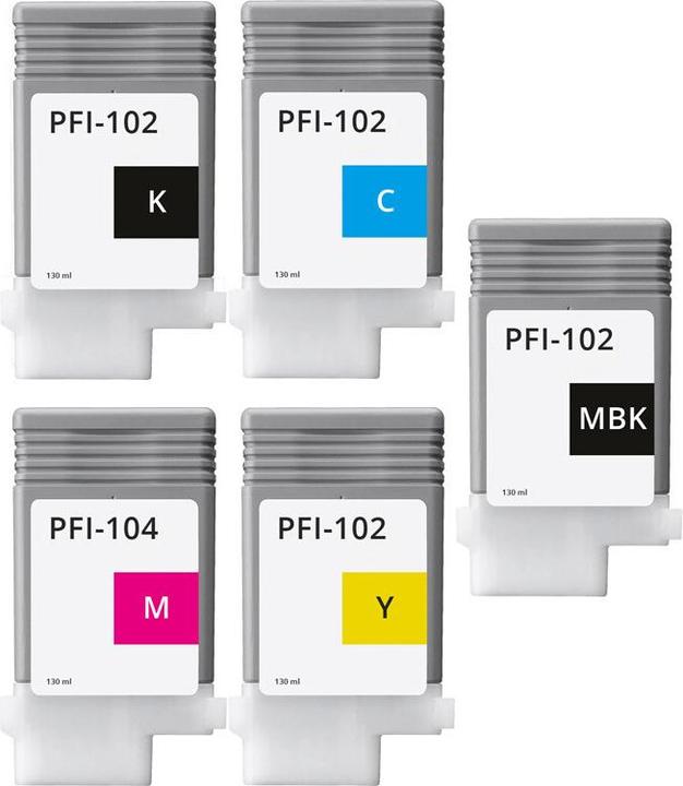 Actual product image Druckfuxx 5 TINTE PATRONEN für Canon imagePROGRAF IPF 650 655 750 755 760 765