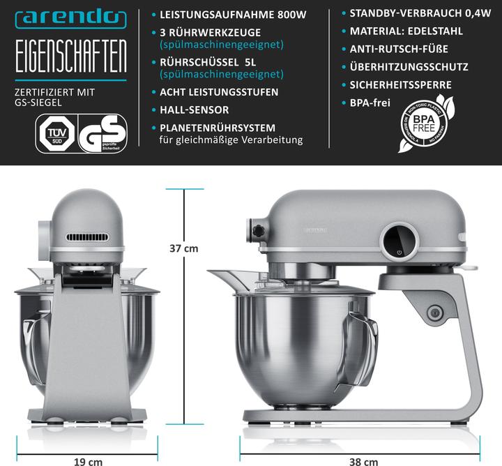 Produktbild Arendo Küchenmaschine (800 W)
