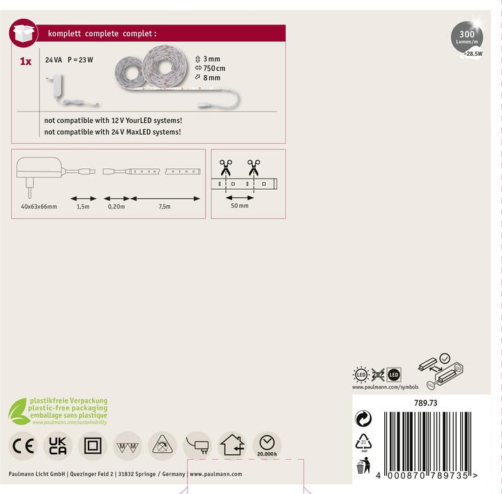 Image du produit Paulmann Bande LED Simp (Blanc chaud, 750 cm, Intérieur)