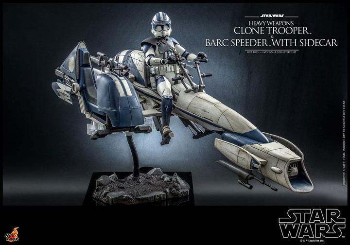 Actual product image Hot Toys Star Wars The Clone Wars figurine 1/6 Heavy Weapons Clone Trooper & BARC Speeder with Sidecar 30 cm