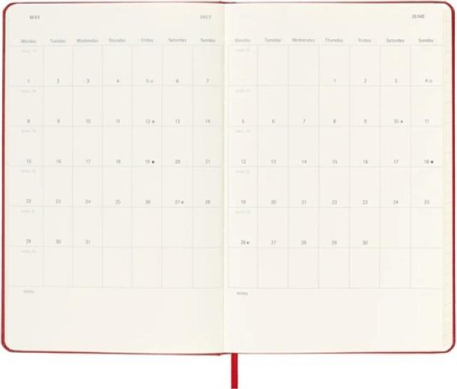 Productafbeelding Moleskine 18 maanden weekkalender 2024/2025, L/A5, 1 week = 1 pagina, rechts gelinieerd (A5, Engels)