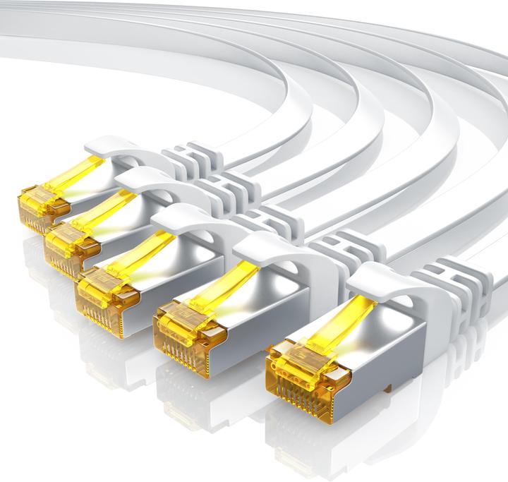 Produktbild Primewire CAT.7 Netzwerkkabel flach - Ethernet Gigabit Lan Kabel RJ45 - Patchkabel - komp. CAT.5 CAT.6 CAT.8 (U/FTP, CAT7, 0.50 m)