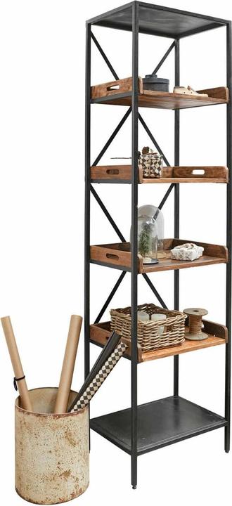 Produktbild Loberon Regal Lancaster antikbraun/schwarz (200 x 55 x 40 cm)