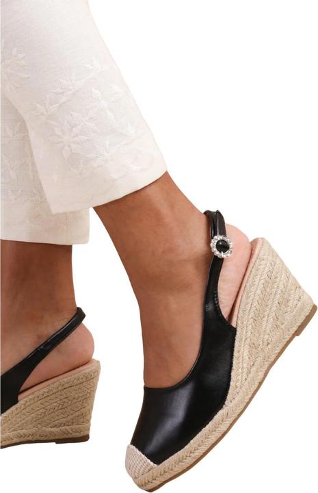 Actual product image Where's That From Womens/Ladies Nevada Diamante PU Sling Back Wedge (37)