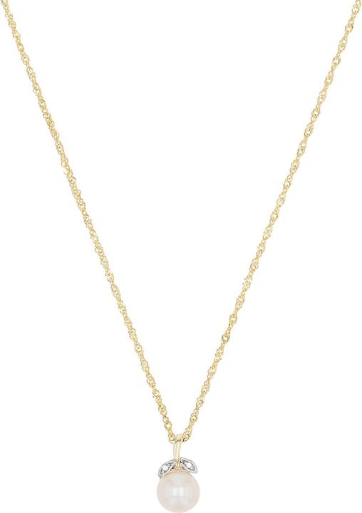 Amor Halsschmuck für Damen, Gold 375, Zirkonia synth., Süsswasserzuchtperle (Gold 375, 9 ct)