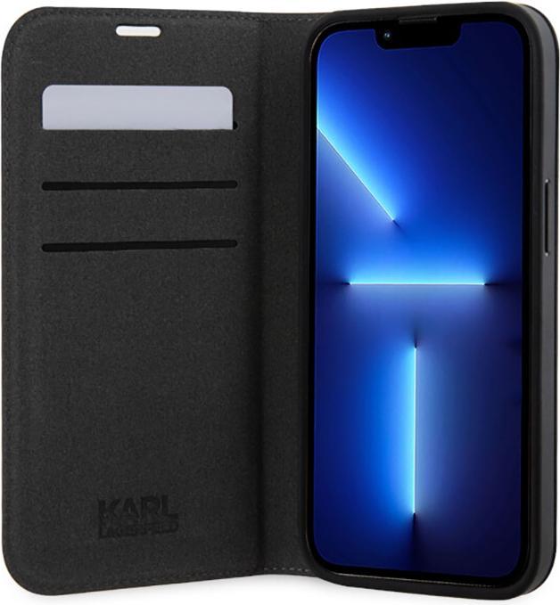 Produktbild Karl Lagerfeld iPhone 14 6.1 Saffiano Monogram bookcase (Apple iPhone 14, Apple iPhone 13)