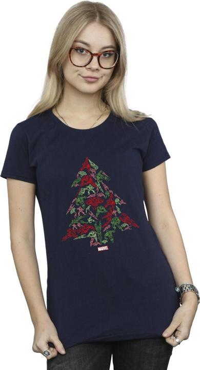 Actual product image Womens/Ladies Avengers Christmas Tree Cotton T-Shirt (XXL)