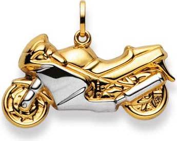 Natsumi Schmuck Anhänger Motorrad Gelbgold 18K/750 gross bicolor (750/18 K Gelbgold)