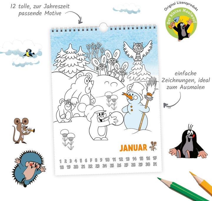Produktbild Ausmalkalender immerwährend Der kleine Maulwurf (19 x 26 cm, Harter Einband, Deutsch)